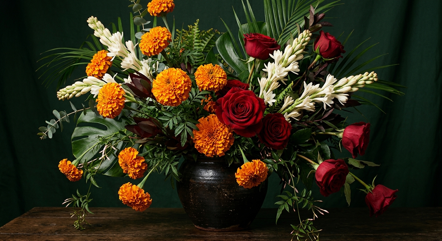 Signature floral arrangement by Utsav Flowers