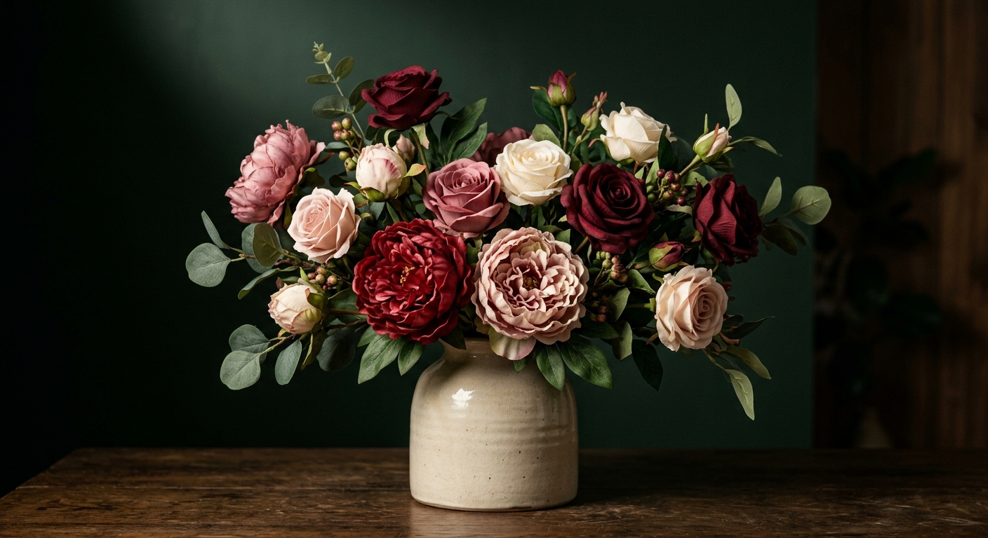 Silk Peony & Rose Arrangement